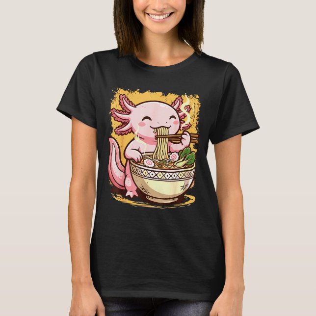 Camiseta Axolotl Eating Ramen Noodles  (Frente)