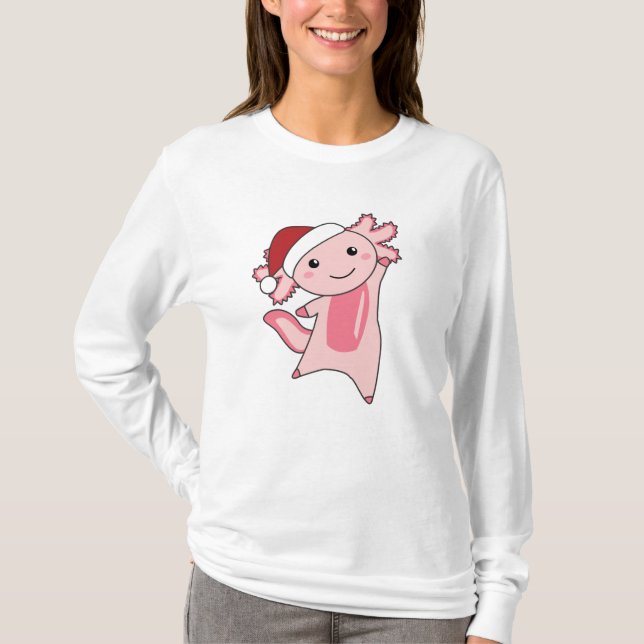 Camiseta Axolotl Felry Natal Animais de inverno Axolots (Frente)