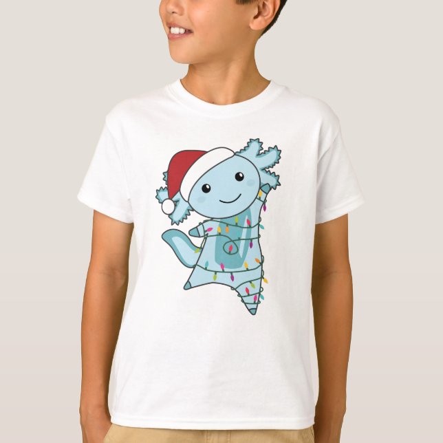 Camiseta Axolotl Felry Natal Animais de inverno Axolots (Frente)