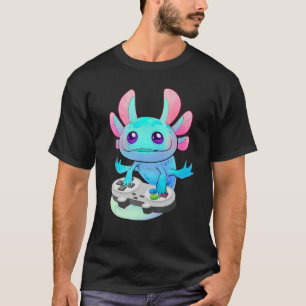 Camiseta Axolotl Fish Jogando Vídeo Jogo Axolotl Lizard Gam