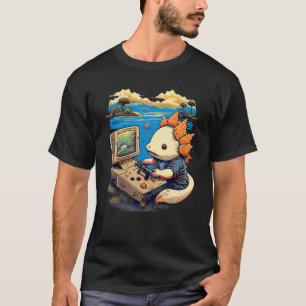 Camiseta Axolotl Fish Jogando Vídeo Jogo Jogador