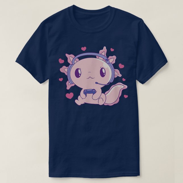 Camiseta Axolotl Gamer Jogos Engraçados Engraçados Axolotls (Frente do Design)