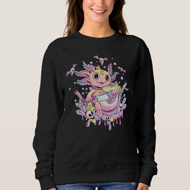 Camiseta Axolotl Halloween Skull Creepy Axolotl Pastel Goth (Frente)