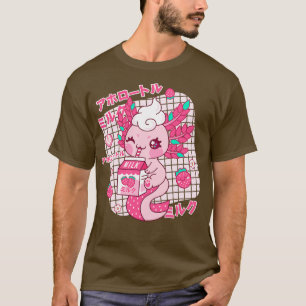 Camiseta Axolotl kawaii Strawberry Milk Japonês