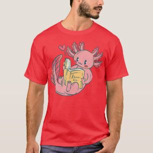 Camiseta Axolotl Leading Book School Axolotls Kawaii Read B