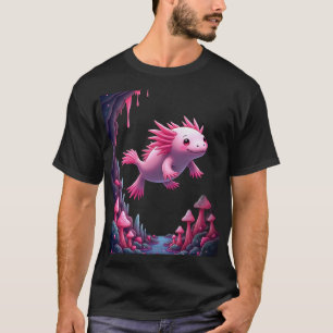 Camiseta Axolotl Meme Axolotl Rosa Fofo Vaporwave Neon Arte