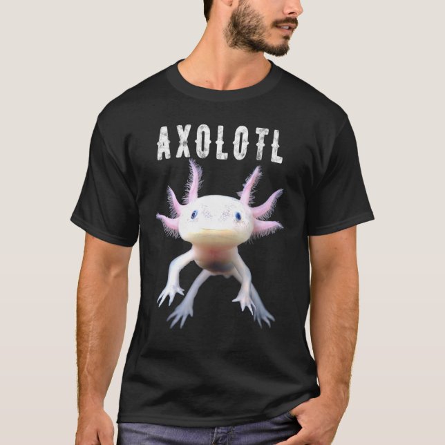 Camiseta Axolotl Mexicano Andando Peixes Foguosos Sorriso (Frente)
