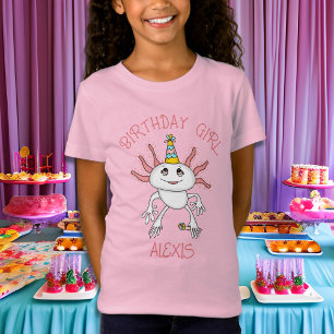 Camiseta Axolotl Personalizado Menina de Aniversário