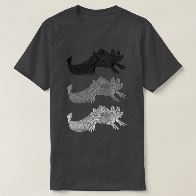 Camiseta Axolotl - PRETA, CINZA e BRANCA (Frente do Design)