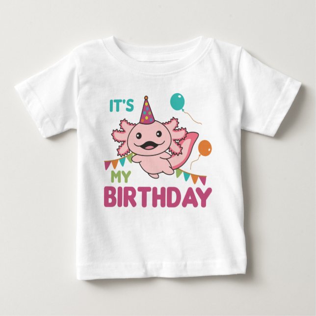 Camiseta Axolotl quer que seja o meu bebê de aniversário do (Frente)