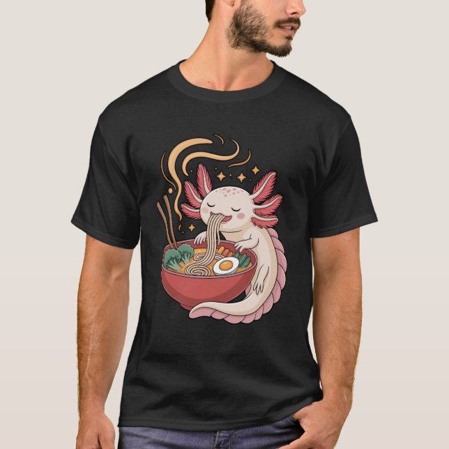 Camiseta Axolotl Ramen Noodles Kawaii Japanese Anime (Frente)