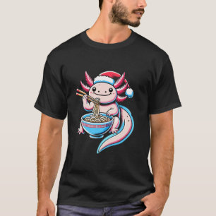 Camiseta Axolotl Ramen Santa Hat Natal Japonês