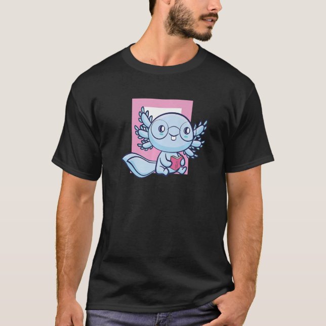 Camiseta Axolotl Read Book Ambystoma Mexicanum Passeio Mexi (Frente)