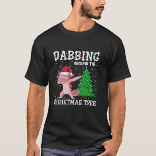 Camiseta Axolotl Santa Hat Dabbing ao redor da festa de Nat
