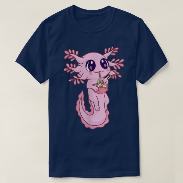 Camiseta Axolotl Shirt For Women Girls, Kawaii Anime Ramen  (Frente do Design)
