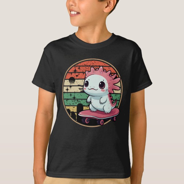 Camiseta Axolotl Skateboard Funny Cute Animal (Frente)
