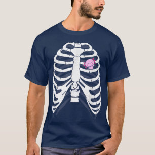 Camiseta Axolotl Skeleton Funny Axolotl Salamandra Na Rib C