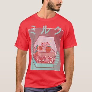 Camiseta Axolotl Strawberry Milk cottage core Kawaii Japan