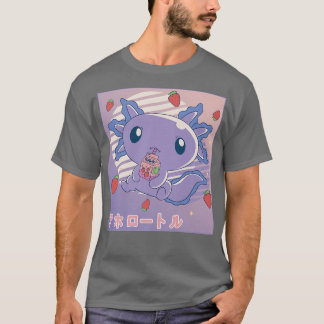 Camiseta Axolotl Strawberry Milk Retro Kawaii Japão Axolotl