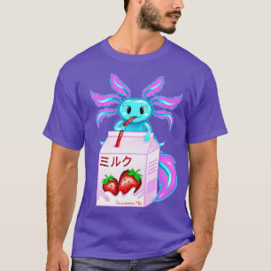 Camiseta Axolotl Strawberry milk Shake Kawaii Cute Japonês