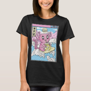 Camiseta Axolotl Surfando Bebendo Leite de Nana Kawaii Anim