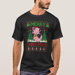 Camiseta Axolotl Xmas Tree Lights Feia Papai noel Axolotl C