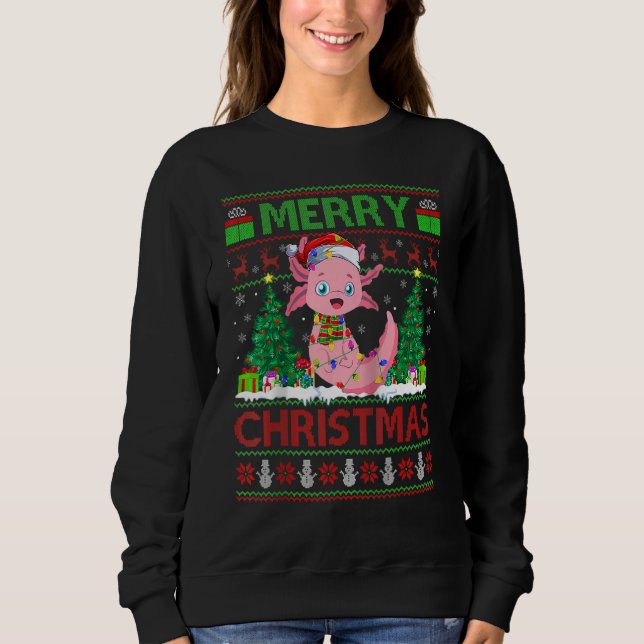 Camiseta Axolotl   Xmas Tree Lights Ugly Santa Axolotl Chri (Frente)
