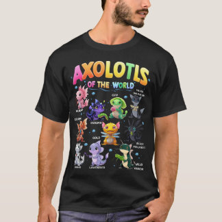 Camiseta Axolotls Do Mundo Fofo Kawaii