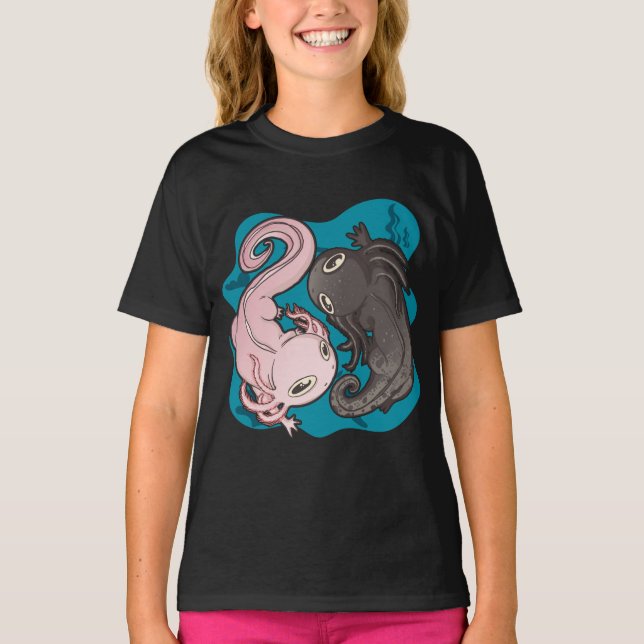Camiseta Axolotls Yin Yang Kawaii (Frente)