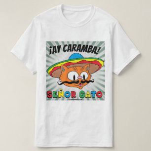Camiseta ¡Ay Caramba! Desenho Animado Gato Mexicano Señor G