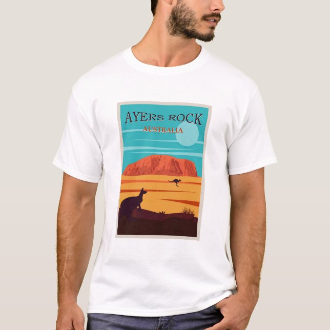 Camiseta Ayers Rock Austrália, Poster de viagens Uluru (Frente)
