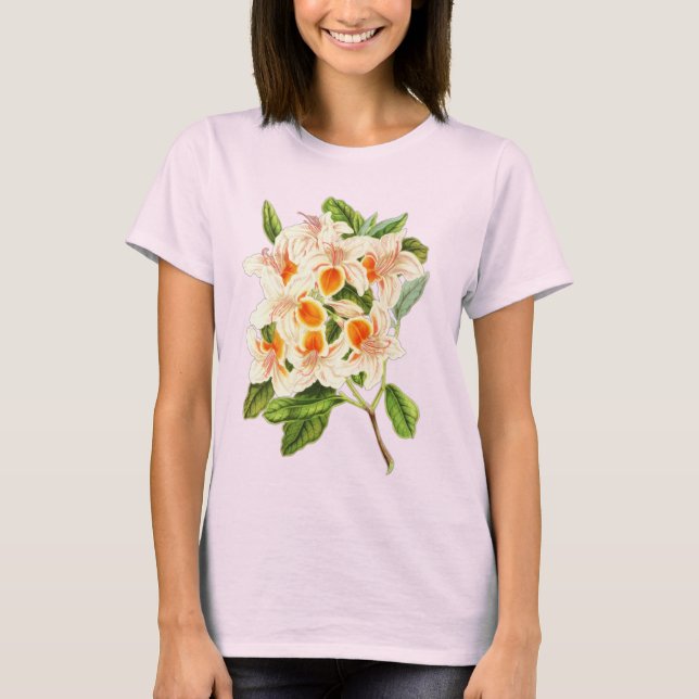 Camiseta Azalea magnífica, laranja floral (Frente)