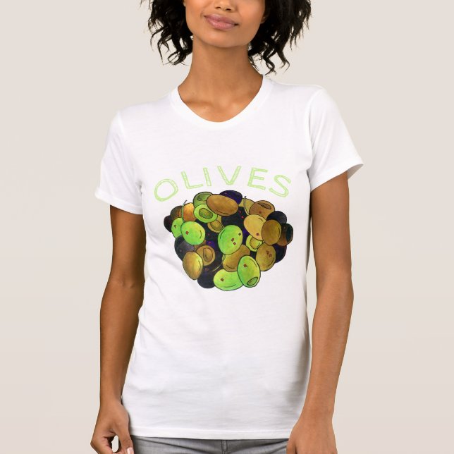 Camiseta Azeitonas mistas mediterrânicas Comida grega Kalam (Frente)