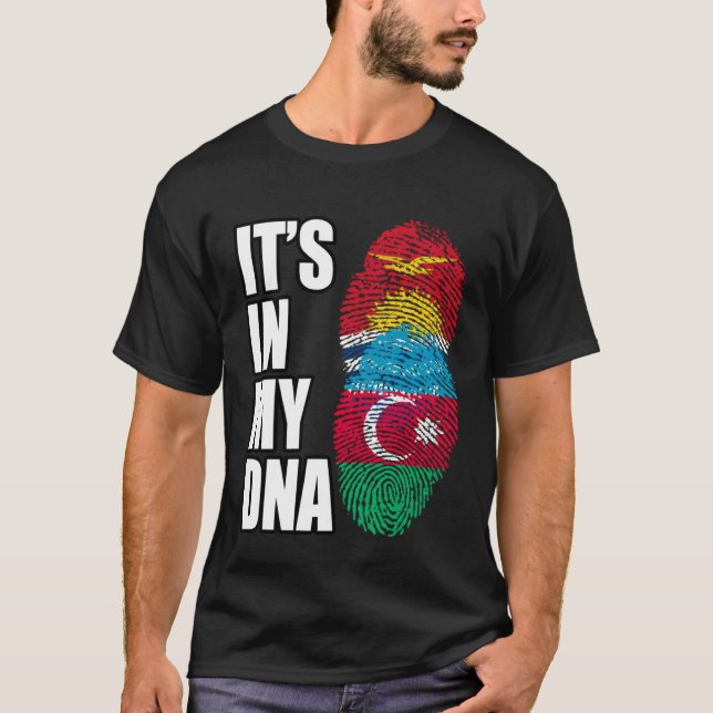 Camiseta Azerbaijani And Kiribati Mix DNA Heritage Flag (Frente)