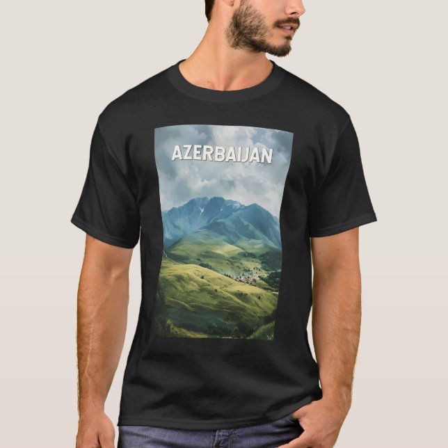 Camiseta Azerbaijão Illustração Viagem Art Vintage (Frente)