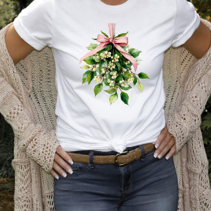 Camiseta Azevinho com Laço Rosa