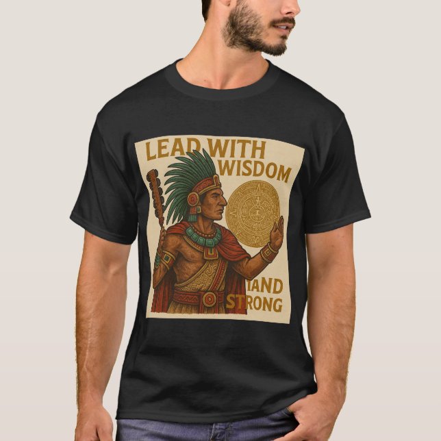 Camiseta Aztec Chá de Guerreiro Inspirado - Castanho e Dour (Frente)