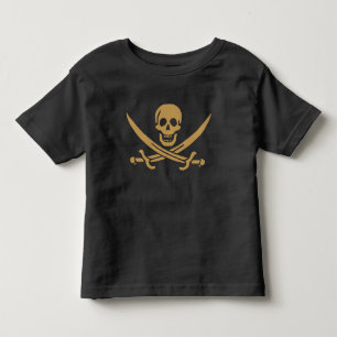 Camiseta Aztec Dourado Crânio e Cutlass Pirata Calico Jack