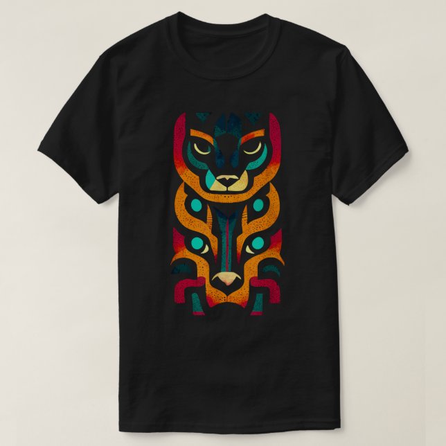 Camiseta Aztec Jaguar Antigo Guerreiro Nativo Mexicano (Frente do Design)