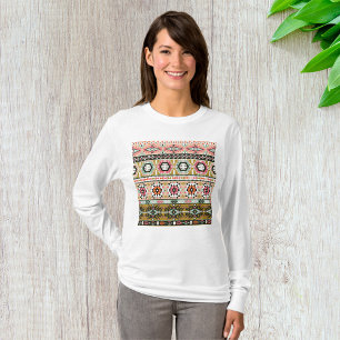 Camiseta Aztec Pattern Womens Long-Capa