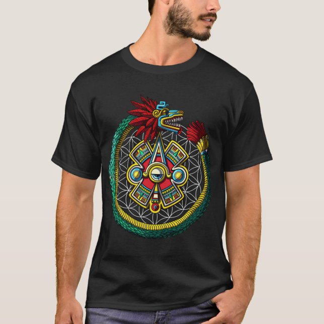 Camiseta Aztec Quetzalcoatl Ouroboros (Frente)