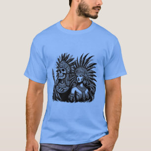 Camiseta Aztec Skeleton Warrior com Princesa Mulheres Arte