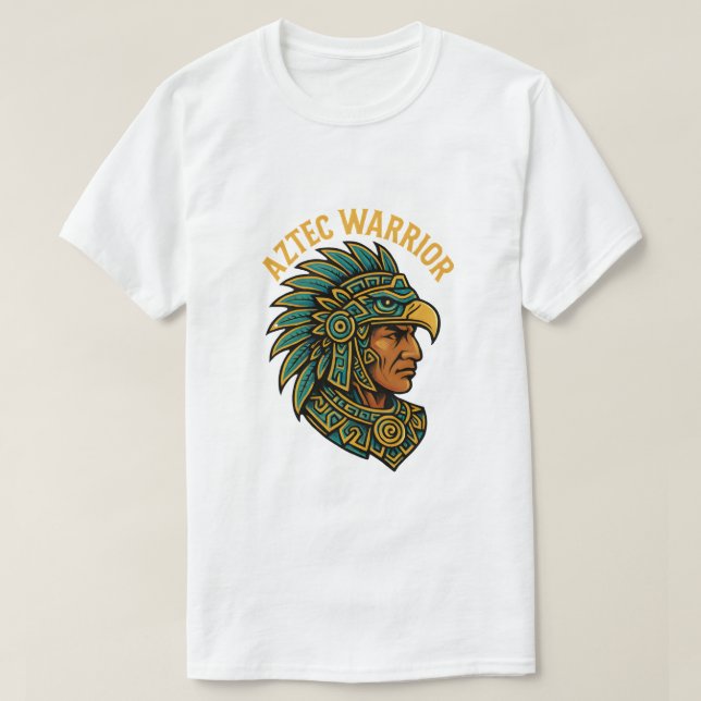 Camiseta Aztec Warrior – Ancient Power & CourageT-Shirt (Frente do Design)