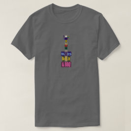 Camiseta Azuis bebidas e churrasco
