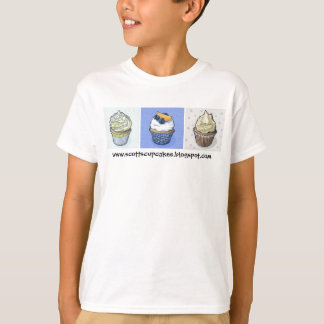 Camiseta azuis do trio do cupcake