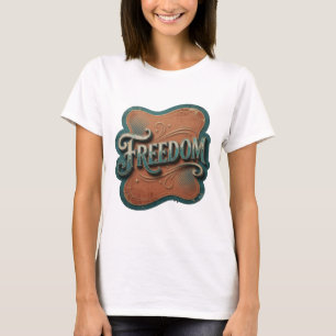 Camiseta Azul Afiado LIBERDADE Design Moderno