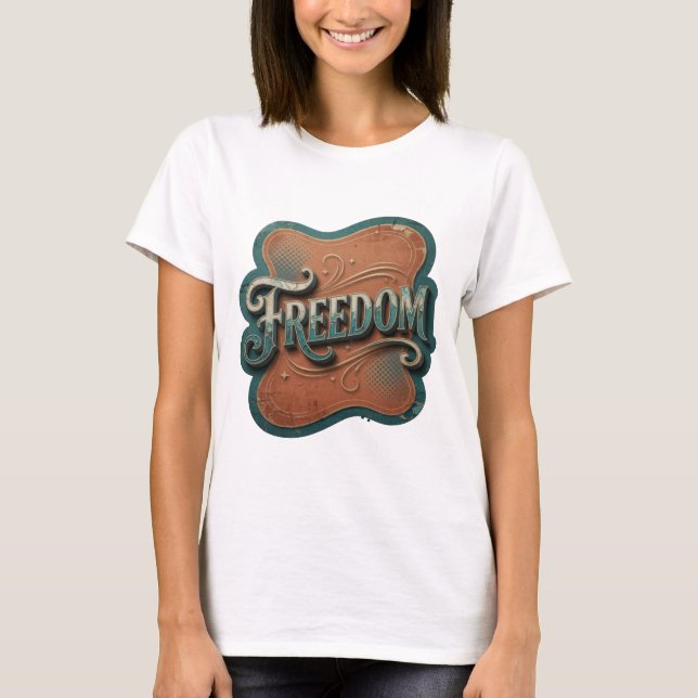 Camiseta Azul Afiado LIBERDADE Design Moderno (Frente)
