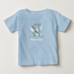 Camiseta Azul-água, Elefante-bebê em azul-verde