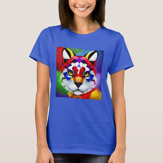 Camiseta azul Alexander's Cat para mulheres (Frente)