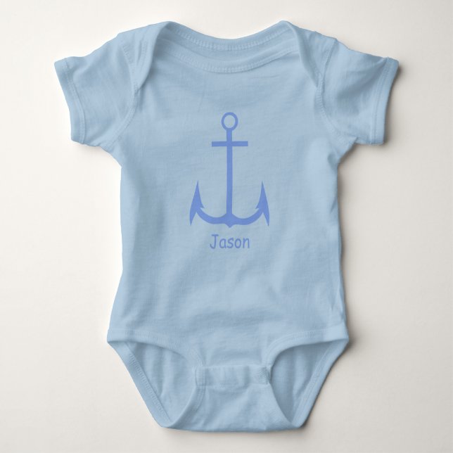 Camiseta Azul Anchor Personalizado Bebê (Frente)